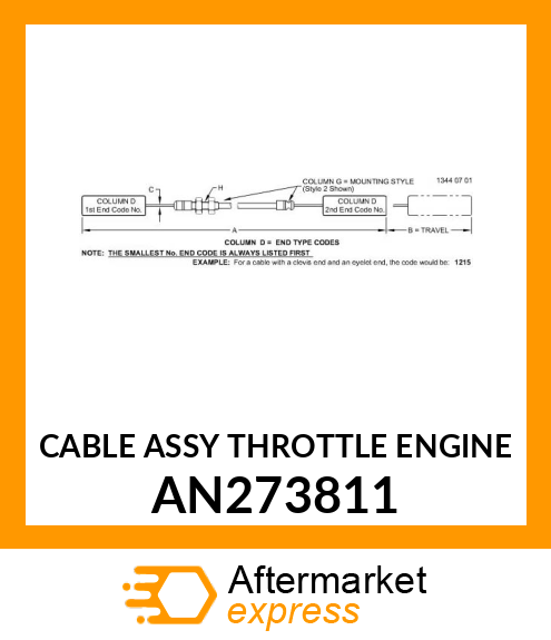 CABLE ASSY (THROTTLE) ENGINE AN273811