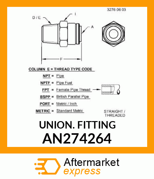 CONNECTOR, MALE, 5/32 X 1/8 NPT AN274264