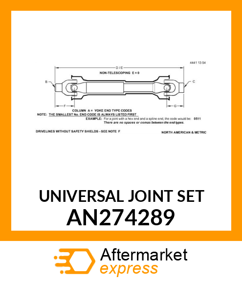 UNIVERSAL JOINT SET AN274289