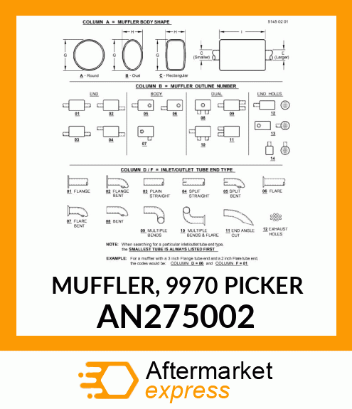 MUFFLER, 9970 PICKER AN275002