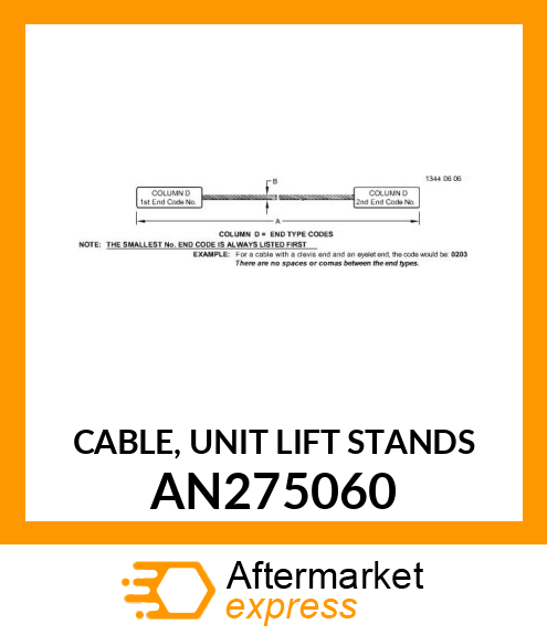 CABLE, UNIT LIFT STANDS AN275060