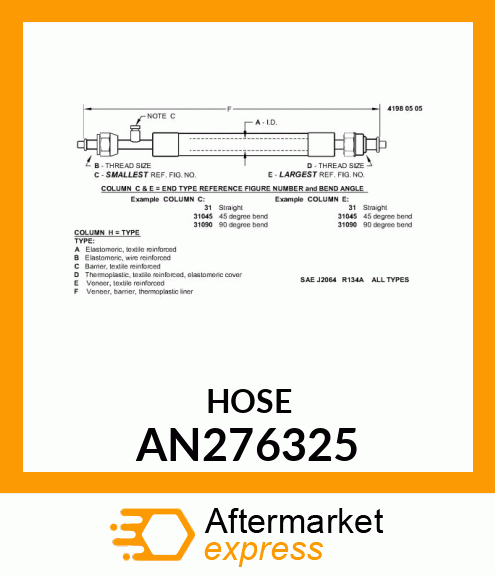 REFRIGERANT HOSE, HOSE ASSY., COMPR AN276325