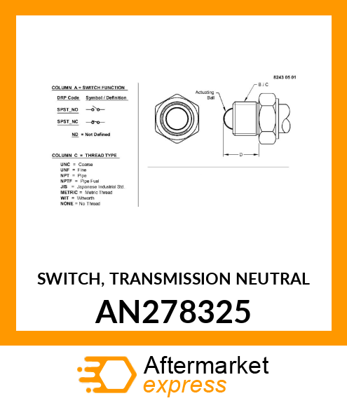 SWITCH, TRANSMISSION NEUTRAL AN278325