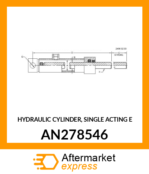 HYDRAULIC CYLINDER, SINGLE ACTING E AN278546