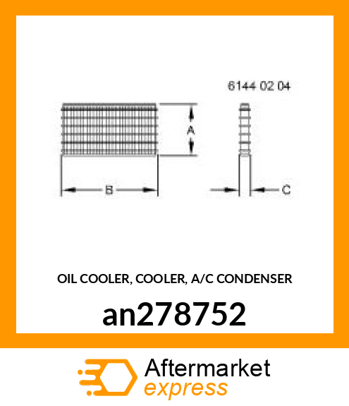 OIL COOLER, COOLER, A/C CONDENSER an278752