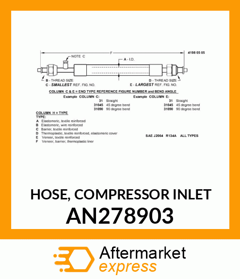 HOSE, COMPRESSOR INLET AN278903