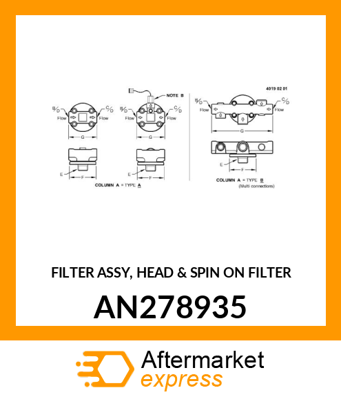 FILTER ASSY, HEAD amp; SPIN ON FILTER AN278935