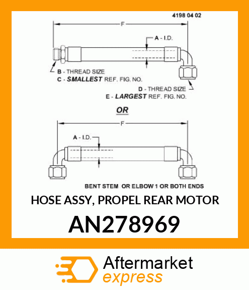 HOSE ASSY, PROPEL REAR MOTOR AN278969