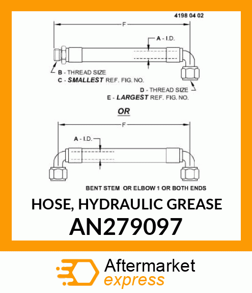 HOSE, HYDRAULIC GREASE AN279097