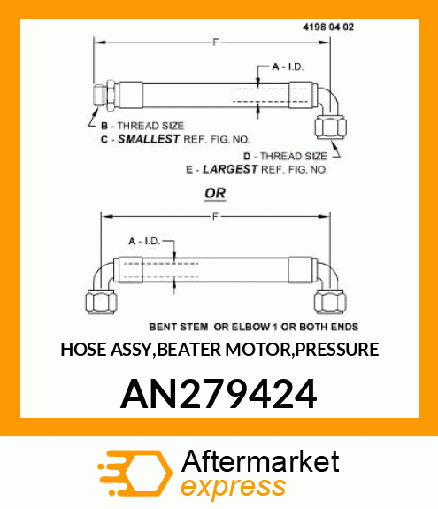 HOSE ASSY,BEATER MOTOR,PRESSURE AN279424