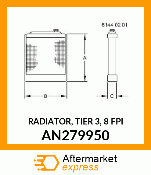 RADIATOR, TIER 3, 8 FPI AN279950