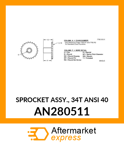 SPROCKET ASSY., 34T ANSI 40 AN280511