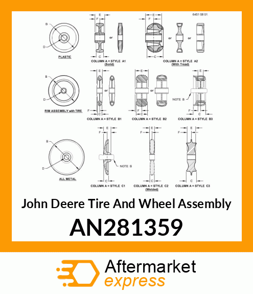 TIRE AND WHEEL ASSEMBLY, WHEEL ASSY AN281359