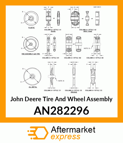 PRESS WHEEL amp; TIRE ASSEMBLY, TAPER AN282296