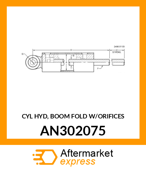 CYL HYD, BOOM FOLD W/ORIFICES AN302075