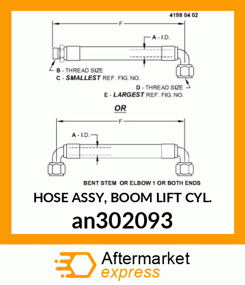 HOSE ASSY, BOOM LIFT CYL. an302093