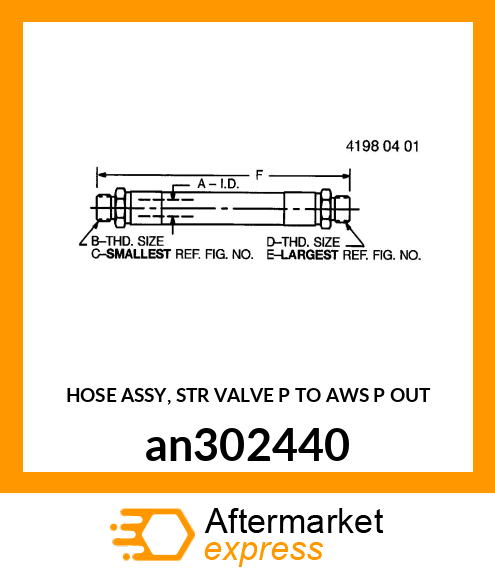 HOSE ASSY, STR VALVE P TO AWS P OUT an302440