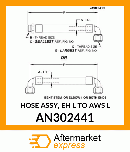 HOSE ASSY, EH L TO AWS L AN302441