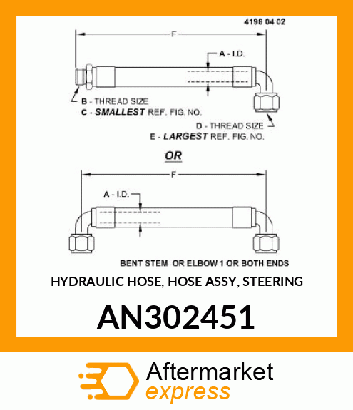 HYDRAULIC HOSE, HOSE ASSY, STEERING AN302451