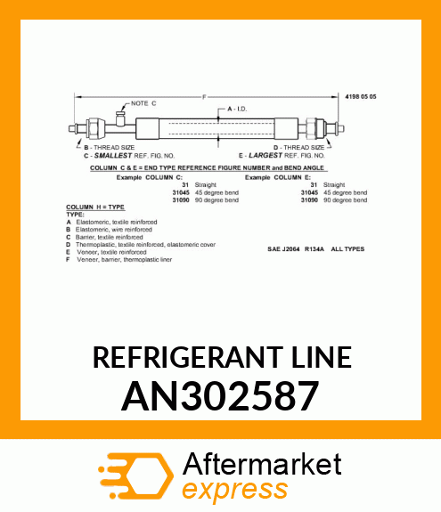 REFRIGERANT LINE AN302587