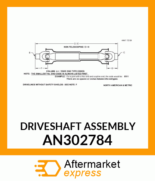 DRIVESHAFT ASSEMBLY AN302784