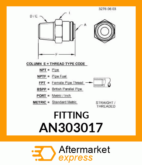 VALVE, CHECK 6MM X 1/8 BSPP AN303017