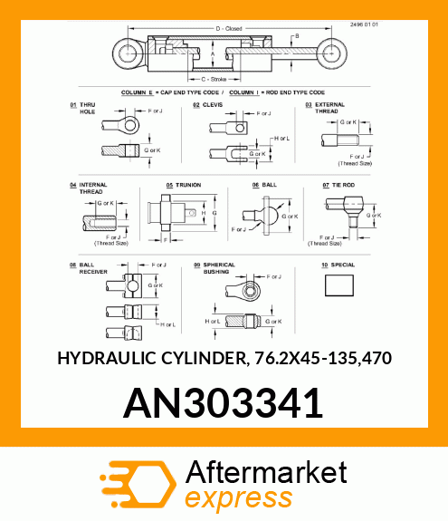 HYDRAULIC CYLINDER, 76.2X45 AN303341