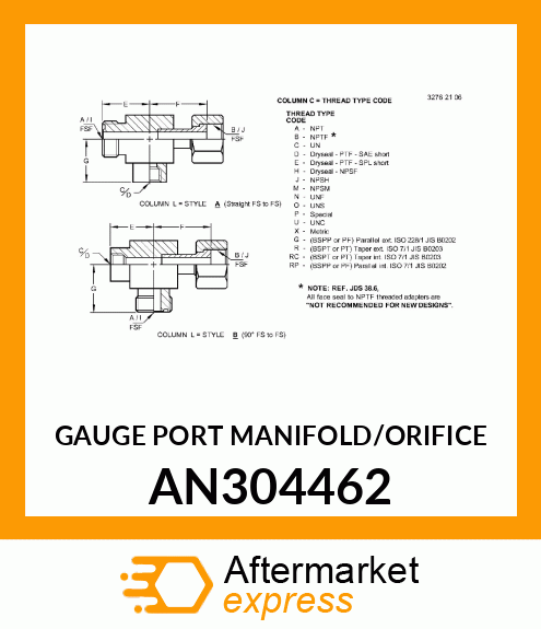 GAUGE PORT MANIFOLD/ORIFICE AN304462