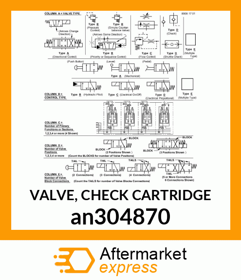 VALVE, CHECK CARTRIDGE an304870