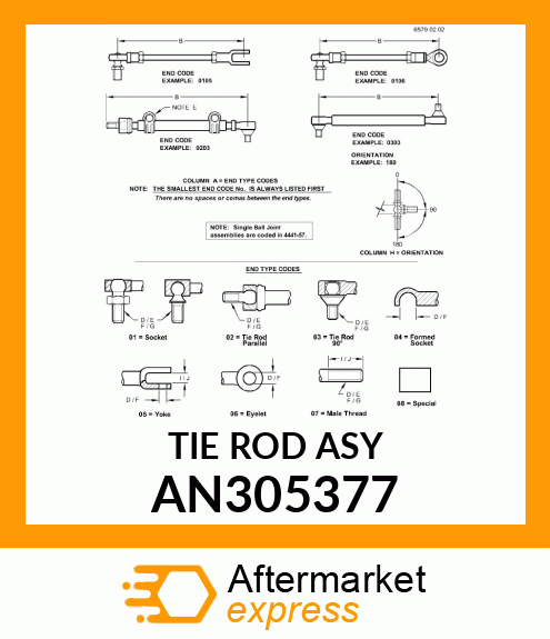 TIE ROD ASSEMBLY, TIE ROD, TETON NA AN305377