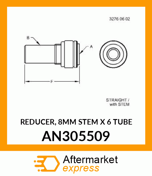 REDUCER, 8MM STEM X 6 TUBE AN305509