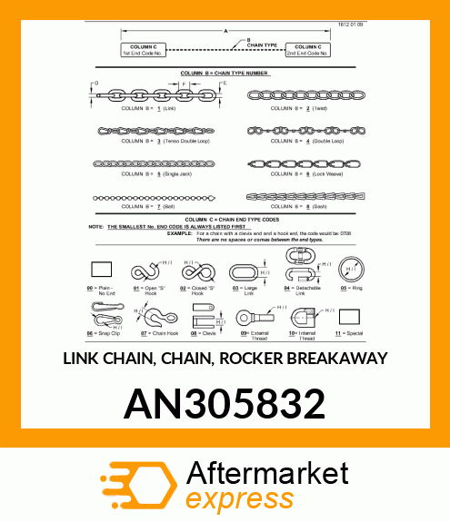 LINK CHAIN, CHAIN, ROCKER BREAKAWAY AN305832