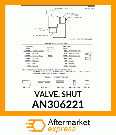 VALVE, SHUT AN306221