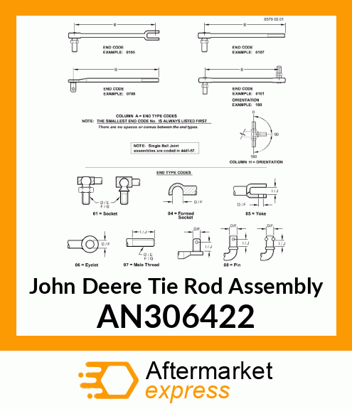 TIE ROD ASSEMBLY, TIE ROD ASSEMBLY, AN306422