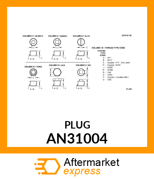 MAGNET DRAIN PLUG AN31004