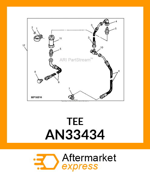 TEE ASSY SWIVEL RUN AN33434