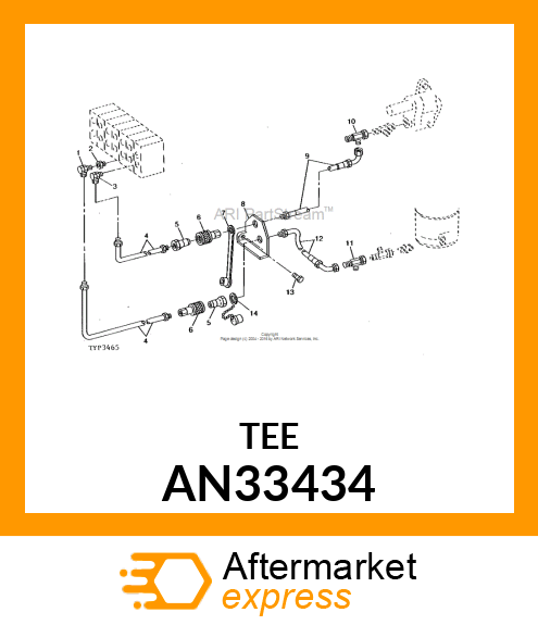 TEE ASSY SWIVEL RUN AN33434