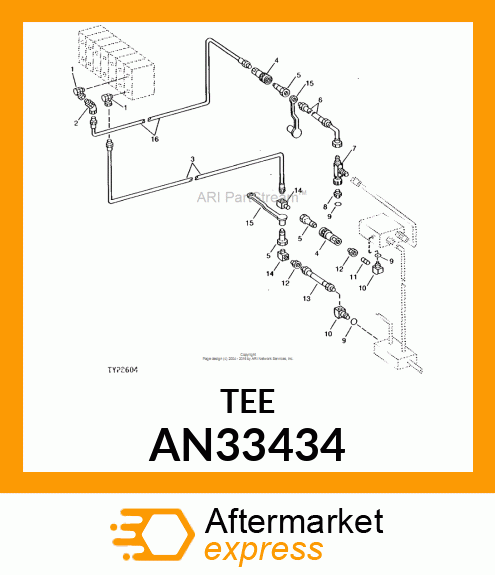 TEE ASSY SWIVEL RUN AN33434