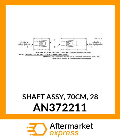 SHAFT ASSY, 70CM, 28 AN372211