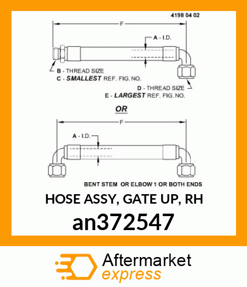 HOSE ASSY, GATE UP, RH an372547