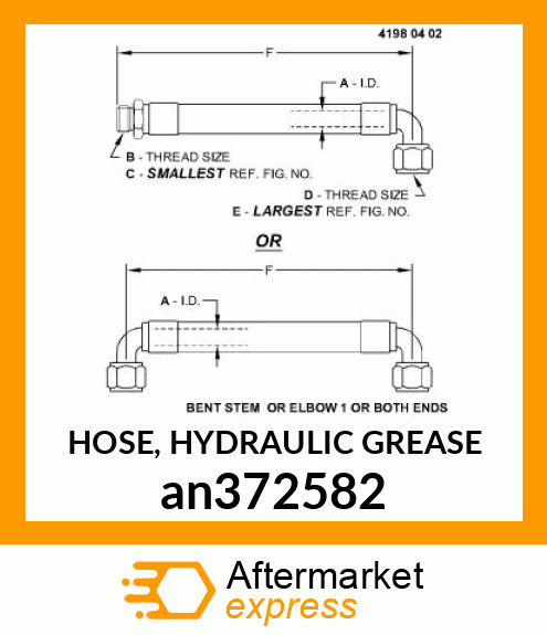 HOSE, HYDRAULIC GREASE an372582