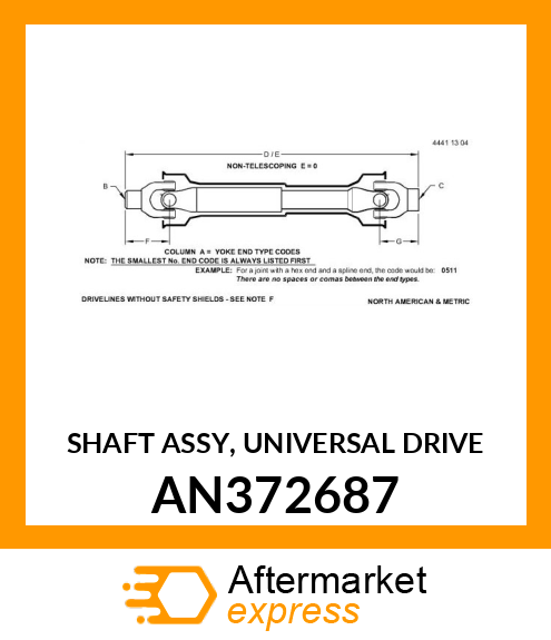 SHAFT ASSY, UNIVERSAL DRIVE AN372687