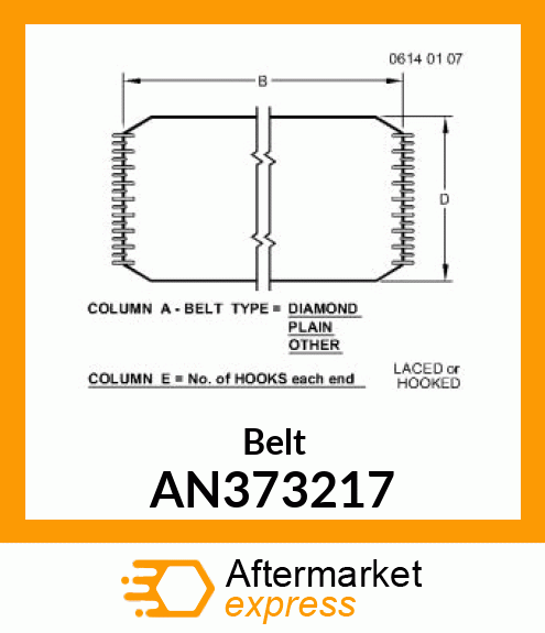 FLAT BELT, BALER, NARROW 178 MM AN373217