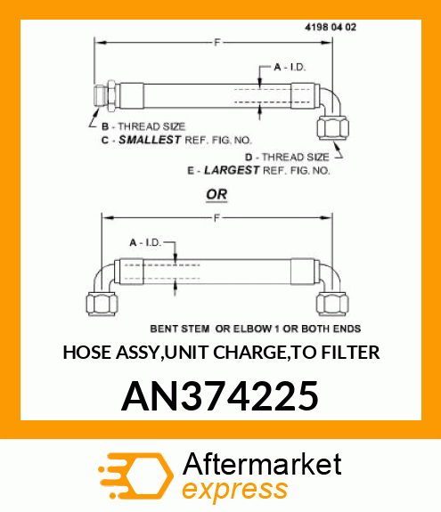 HOSE ASSY,UNIT CHARGE,TO FILTER AN374225