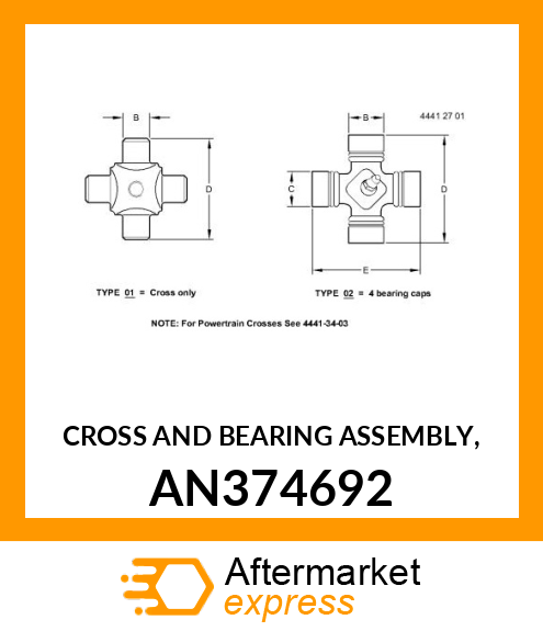 CROSS AND BEARING ASSEMBLY, AN374692