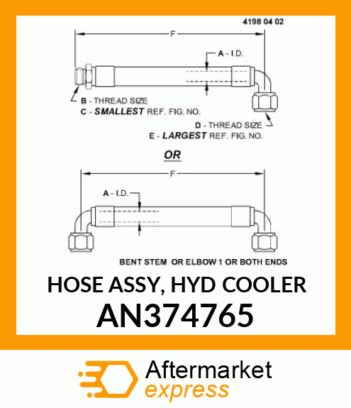 HOSE ASSY, HYD COOLER AN374765