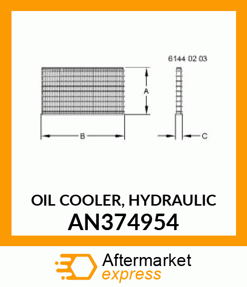 OIL COOLER, HYDRAULIC AN374954