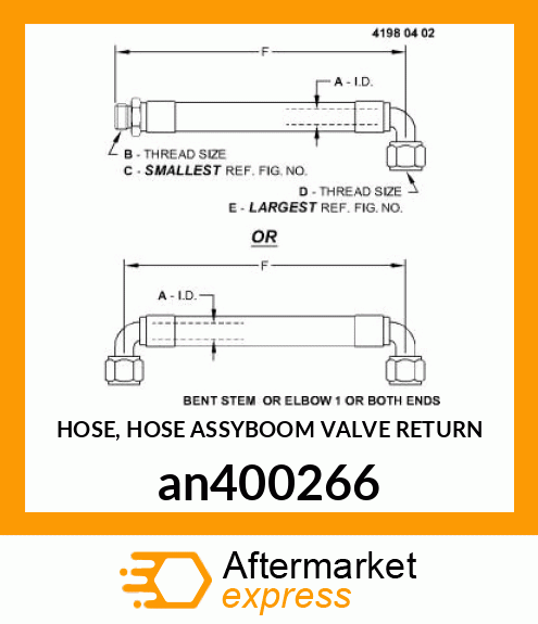 HOSE, HOSE ASSYBOOM VALVE RETURN an400266