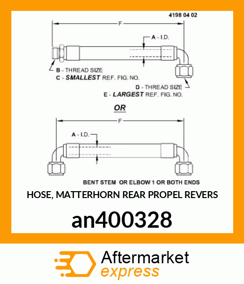 HOSE, MATTERHORN REAR PROPEL REVERS an400328