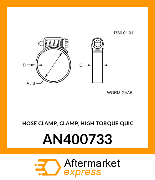 HOSE CLAMP, CLAMP, HIGH TORQUE QUIC AN400733